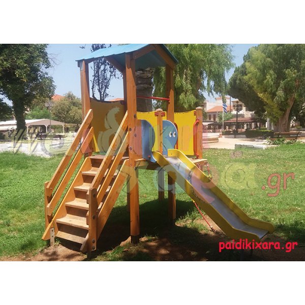 Σύνθετο όργανο παιδικής χαράς με αναρρίχηση και τσουλήθρα